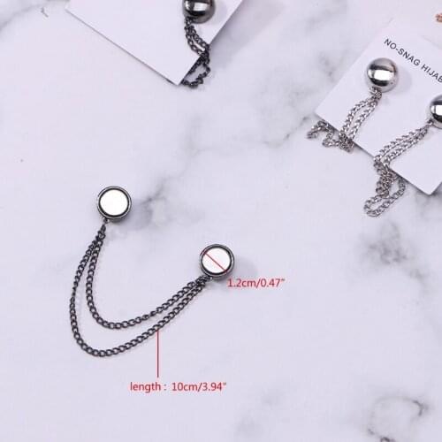 2Pcs Safe Hijab Brooch Strong Metal Plating Magnetic Hijab Clip Luxury Accessory No Hole Pins Magnet Chain Brooches