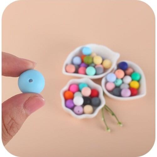20pcs Silicone Beads 15mm Eco-friendly Sensory Teething Necklace Food Grade Mom Nursing DIY Jewelry Baby Teethers Pacifier Leash