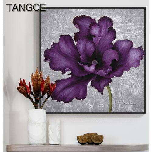 Abstract Big Purple Flower Canvas Painting Elegant Print And Poster For Living Room Girls Bedroom Modern Wall Art Cuadro Decor