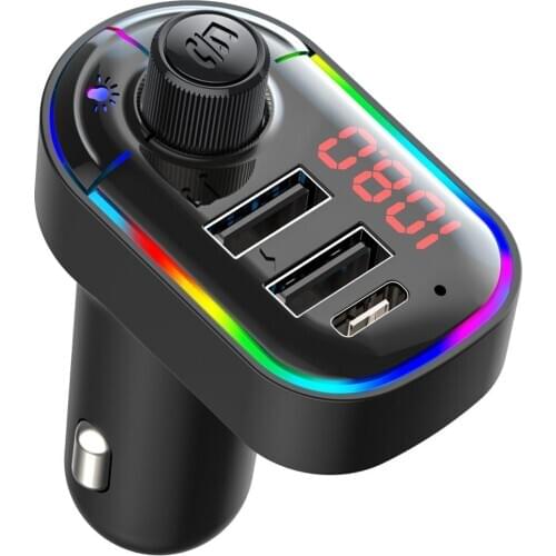 Bluetooth 5.0 FM Transmitter TAP-C charging interface MP3 Modulator Player Wireless Handsfree Audio Receiver Dual USB Fast Charg