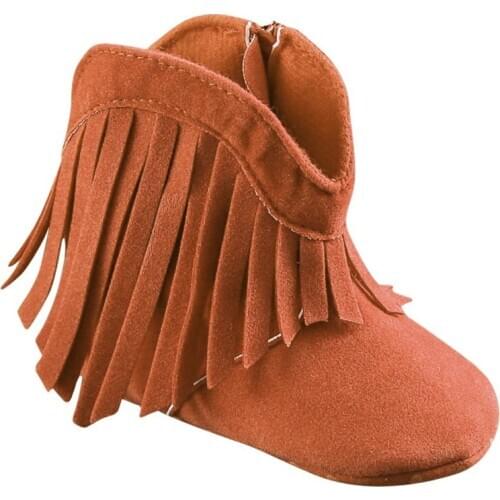 Infant Soft Soled Anti-slip Boots Booties Baby Boots Girl Boy Kids Solid Fringe Shoes