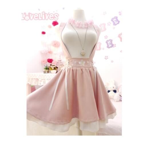 COYOUNG Store Japanese Style Sweet Lolita Girls Short Skirt Sakura Embroidery Young Girl Bestie Ribbon Suspender Skirt