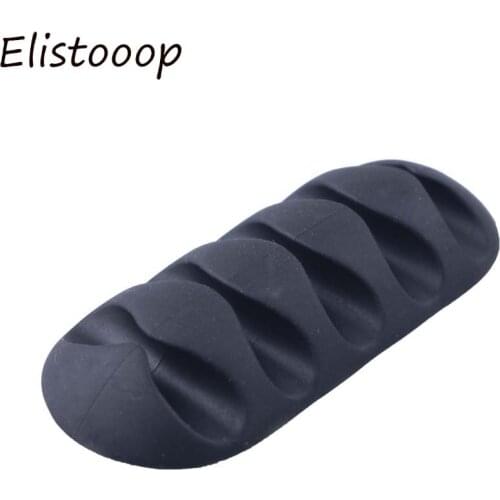 Elistooop Desktop phone Cable Winder Earphone clip Charger Organizer Management Wire Cord fixer Silicone Holder 5 slot Strip