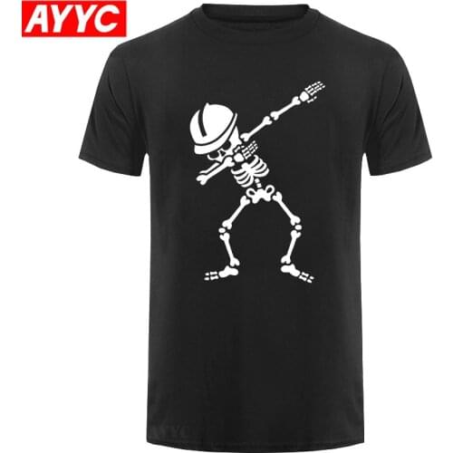 Funny Dab Skeleton Dabbing Construction Worker Engineer T Shirts Men Summer Cotton Harajuku O Neck Streetwear Hip Hop T shirt