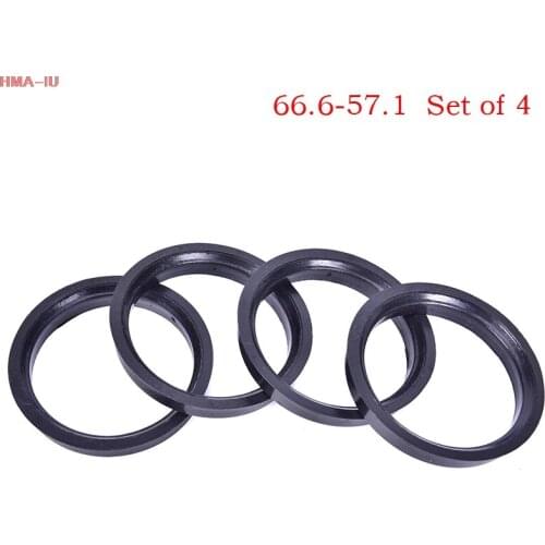 Hot sale Black Plastic 1 Set 4 Bore Center Collar 66.6-57.1mm For CARS Hub Centric Rings Car Wheel