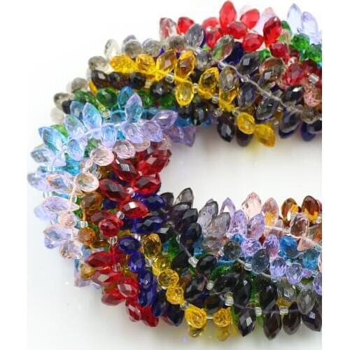 ZHUBI Wholesale Newest 3A Top Quality Crystal Tear Drop White 6*12mm Crystal Droplet Beads For Jewelry DIY Making Craft