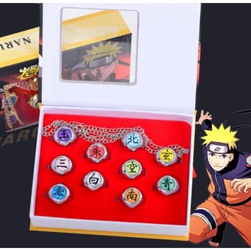 10Pcs Anime Cosplay Ring Akatsuki Itachi Ring Women Men Metal Finger Jewelry Narutos Accessories Cool Best Friend Child Gift