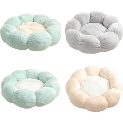 Cat Beds for Indoor Cats 2 Sizes Soft Round Dog Bed Plush Pet Fluffy Cushion Waterproof Non-Slip Bottom Multiple Colors