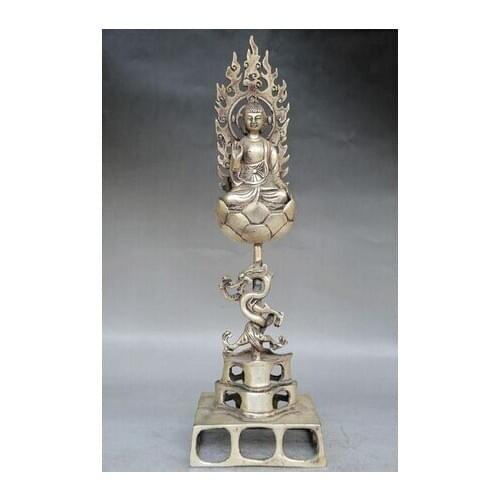 Copper Brass CHINESE crafts decor ation Asian voge de lojas de de bronze Tibete Prata handmade Decorativa esculpida de Buda