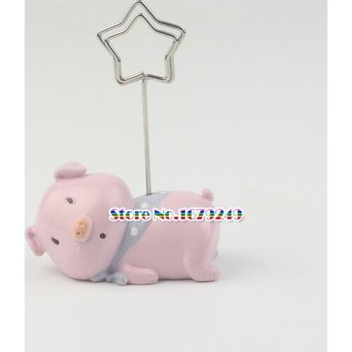 Cute sleeping Pig Shape card holder Memo Clip Table,Pink pig Photo Holder Stands for Weddings Children Party Gathering 50pcs/lot