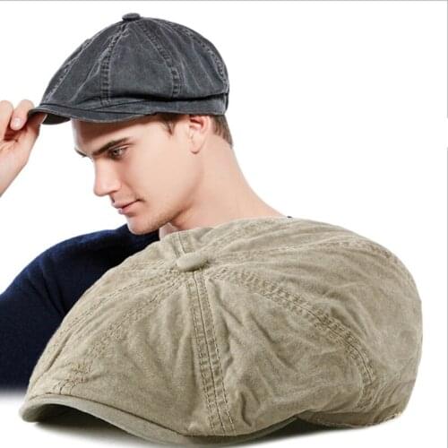 Fashion Splicing Short Brim Spring Autumn Men Newsboy Hat Solid Color Korean Version Unisex Beret Peaked Cap