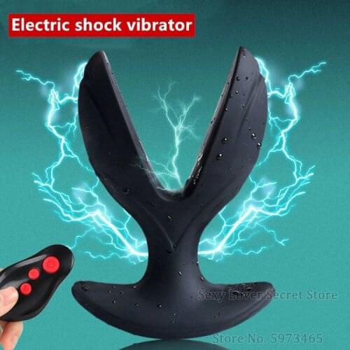 Electric Shock Male Prostate Massager Strap on Anal Plug Vibrator Wireless Remote Dildo Vibrator Opening Butt Plug Anal Dilator