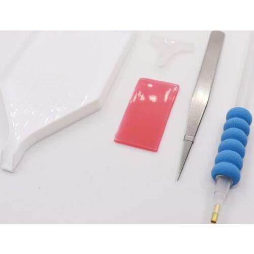 Diy Handmade 5d Diamond Painting Tool Kits Clay White Plate Tweezers Point Drill Pen Diamond Embroidery