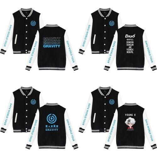 New Fashion Print Kpop DAY6 World Tour GRAVITY Baseball Jacket Coat Men Women Hoodie Sweatshirt Tops Long Sleeve Hoodies Jackets