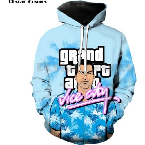 PLstar Cosmos 2018 New Fashion Mens Hoodies game Grand Theft Auto Vice City Print 3d Men/Women Casual Hooded Sweatshirt