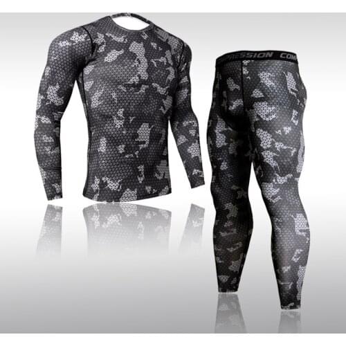 2021 New Men Running Set Quick Compress Underwear Set Drying Mens Clothing Warm Mens Tight Tracksuit Fitness Sports Set