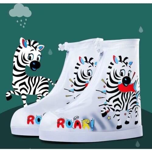 New Cartton Baby Girls Boys Rain Shoes Cover Non-Slip Waterproof Soft Portable Children Thick Wear-Resistant Shoe Sole 17.5-26cm