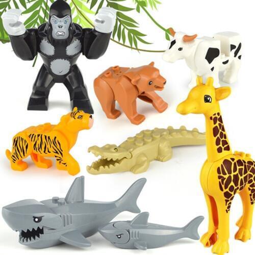 Single Sale City Zoo Dinosaur Wild Marine Animals Action Figures Compatible Classic Building Blocks Base Plate DIY Toys For Kids