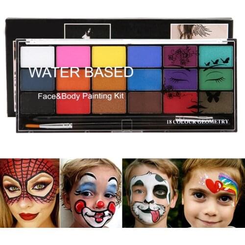 Face Body Painting Face Body Paint Water-Based Halloween Party Ball Game Dress Cosplay Body Art Makeup Pigment 18 Colors