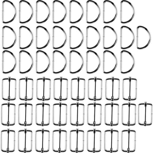 KAOBUY 25 PCS Half Round Shaped D Shape Rings + 25 PCS Metal Slides Buckle Handmade DIY Accessories For Handbag Keychain Purse