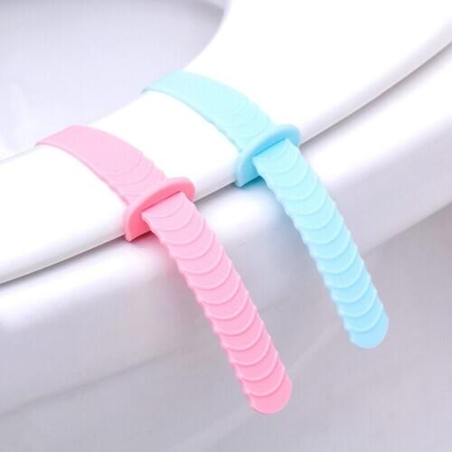 Portable Toilet Closestool Seat Handle Toilet Seat Cover Cute Home Lifter Foldable Silicone Sanitary Seat Cover Lifting Device