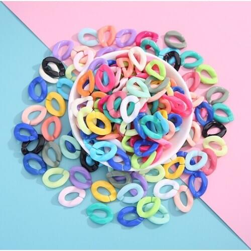 100pcs 17X23mm Colorful Acrylic Chain Links Plastic O Ring Strap Chain Buckles DIY Earring Jewelry Chain Bag Accessories