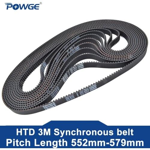 POWGE HTD 3M Timing belt C= 519 522 525 531 width 6/9/15mm Teeth 173 174 175 177 HTD3M synchronous 519-3M 522-3M 525-3M 531-3M