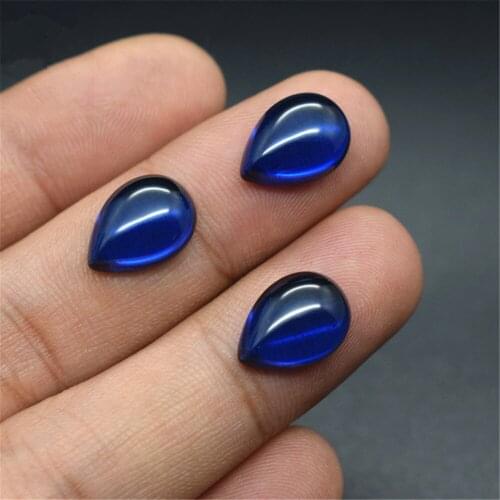 Sapphire Pear Shaped Cabochon Smooth Polished Surface Teardrop Sapphire Cabochon Flat Back Multiple Sizes to Choose GS89
