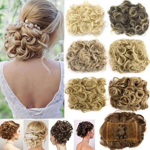 Synthetic Chignon Messy Scrunchies Elastic Band Hair Bun Straight Updo Hairpiece High Temperture Fiber Natural Fake Hair