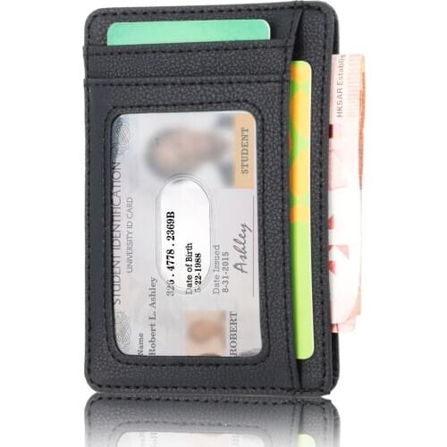 Slim RFID Blocking Leather Wallet Credit ID Card Holder Small Purse Mini Money Case For Men Women 2020 Fashion Thin Ladies Bag