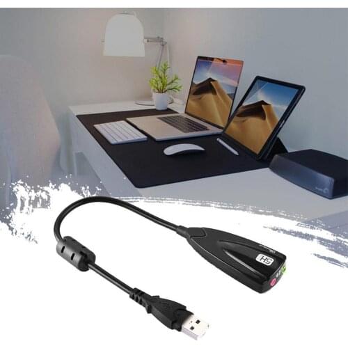 External USB Sound Card 7.1 Adapter 5HV2 USB to 3D Antimagnetic Sound E4A4 Microphone Audio For Laptop Jack PC CH 3.5mm Hea R2X7