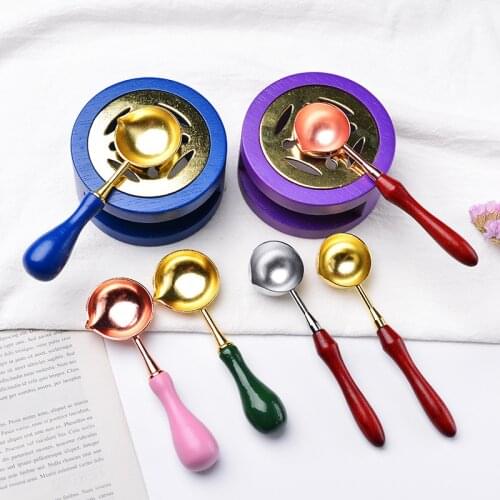 Retro Sealing Wax Furnace Stove Pot Wood Handle Sealing Wax Spoon for Wax Sealing Decorative Wax Stamp Craft Gift