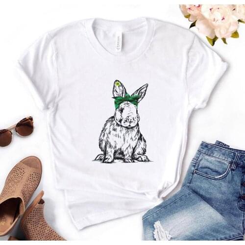 Rabbit Green Bandana Print Women Tshirt Cute Casual Funny T Shirt Gift for Lady Yong Girl Top Tee
