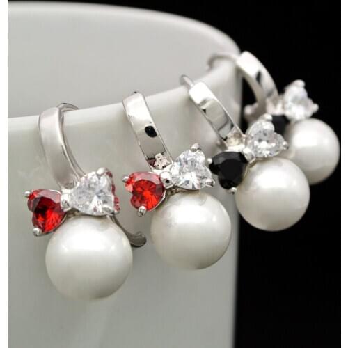 Heart Crystal Real Pearls Earrings Women Korean Earings Gold Hoop Pearl Jewelry Bijoux Femme Kolczyki Perlen Ohrringe Kupe E0310