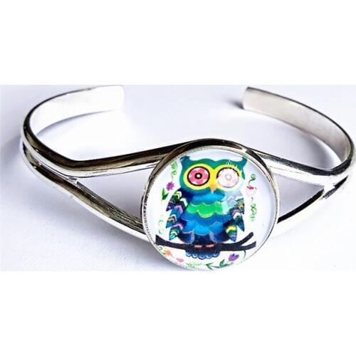 1PC (6 options) Cartoon animals,Bule pink purple owls glass bracelets Bangle best gift