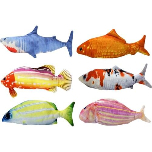 1pc Cat Toy Fish Bite Resistant Catnip Cat Toy Pet Chew Toys Wagging Fish Interactive Supplies Cat Favors