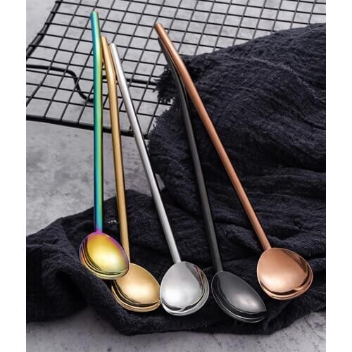 1pc Coffee Spoon Straw Multipurpose Stainless Steel Reusable Spoon Drink Straw Drinking Spoon Coffee Tools Accessories