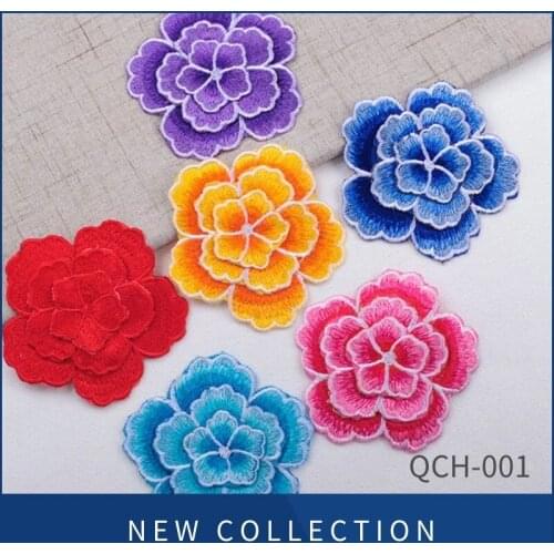 10Pcs 3D Flowers DIY 8*8CM Embroidered Garment Accessories Handcrafted Fabric