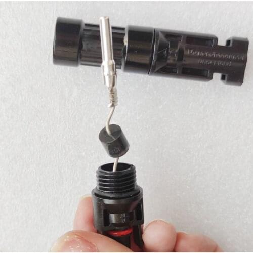 Free shipping 10PCS Solar DC Diode Plug Connector 10A 15A 20A 30A IP68 For PV System Solar panel Parallel Connection protection