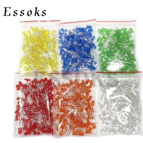 100pcs 5mm LED Diode 5 mm Assorted Kit White Green Red Blue Yellow Orange Pink Purple Warm white DIY Light Emitting Diode