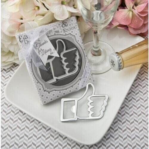 100pcs Wedding Favors and gifts Facebook smiley Like Bottle opener Guests gift box Bridal shower gifts For liking us