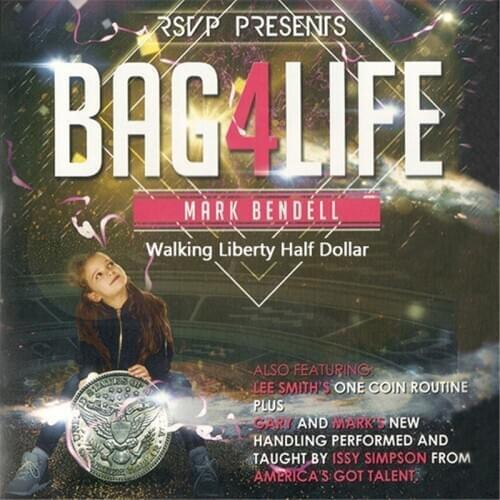 Bag4Life (1 Walking Liberty Half Dollar Coin and DVD) Magic Tricks Stage Close Up Magia Mentalism Illusion Gimmick Props Magica