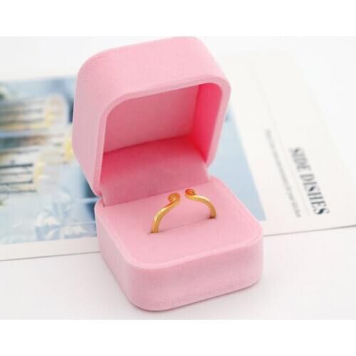 Velvet Square Pink Blue Red Engagement Wedding Ring Box Small Jewelry Gift Packaging Trinket Storage Display Holder Wholesale