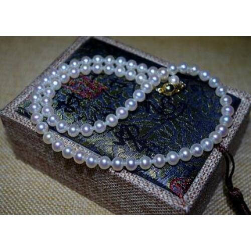 Free shipping >>>>noble jewelry classic 8.5-9mm Japanese Akoya round white pearl necklace 14k