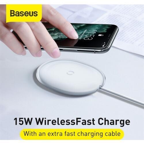 Baseus 15W Qi Wireless Charger for iPhone Power Fast Charging with 1m Type-C data Cable Charger for Mobile Phone Headphones