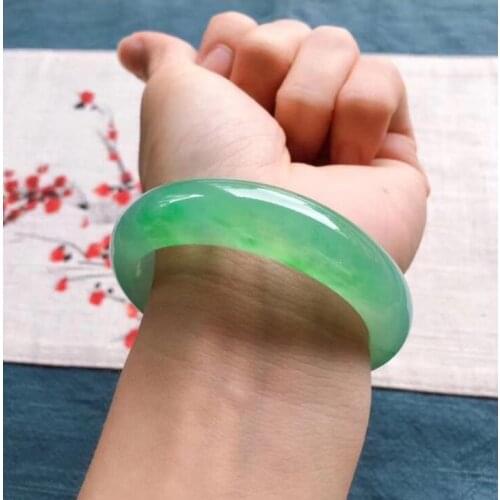 Bangles for women childrens model of oil blue floating flower jade bracelet Burmese circle old pit ice kind jade bracelet lady