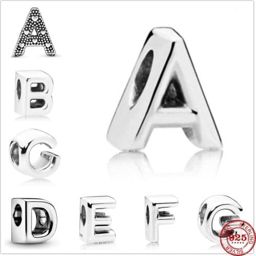 New 925 silver 26 letter A-Z charm fine beads Fit Original Pandora Charms silver 925 Bracelet accessories DIY Jewelry For Women