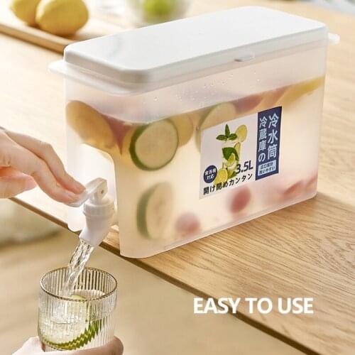 New 3.5L Cold Kettle With Faucet Refrigerator Fruit Teapot Summer Household Lemonade Bottle Large Capacity Ice Water Cool Bucket