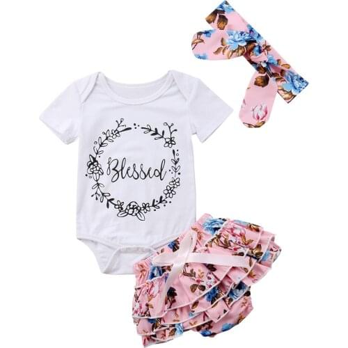 Citgeett Newborn Baby Girls Tops Romper Floral Shorts Headband Outfits Set Summer Clothes 0-18M