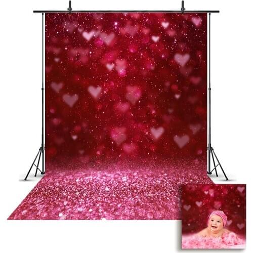 Valentine backdrop for photography Red Heart Background for photo studio Newborn baby photographic studio Bokeh Glitter Heart